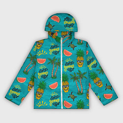 Ветровка с капюшоном женская Enjoy summer pattern - pineapple, цвет: 3D-белый