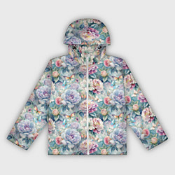 Ветровка с капюшоном женская Цветы и бабочки летний паттерн, цвет: 3D-белый