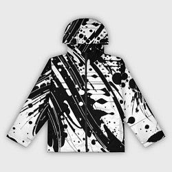 Ветровка с капюшоном женская Чёрно белая абстракция - кляксы, цвет: 3D-черный