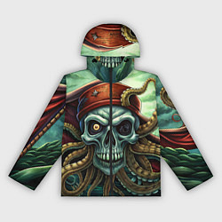 Ветровка с капюшоном женская Джолли Пират Октопус, цвет: 3D-черный