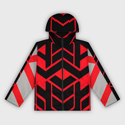 Ветровка с капюшоном женская Красные полосы на чёрном фоне, цвет: 3D-черный