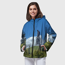 Ветровка с капюшоном женская Мемориал Советскому Солдату во Ржеве, цвет: 3D-черный — фото 2