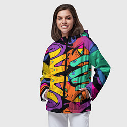 Ветровка с капюшоном женская Психоделические руки, цвет: 3D-черный — фото 2