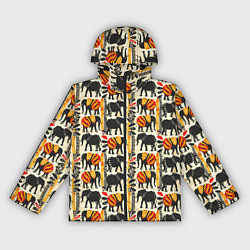 Ветровка с капюшоном женская Африканские узор слон, цвет: 3D-черный