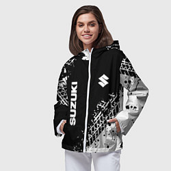 Ветровка с капюшоном женская Сузуки: следы от шин, цвет: 3D-белый — фото 2