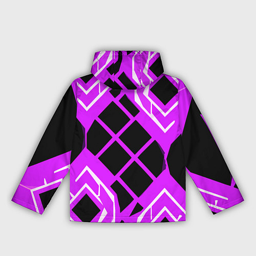 Женская ветровка Чёрные квадраты и белые полосы на фиолетовом фоне / 3D-Черный – фото 2