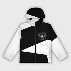 Ветровка с капюшоном женская Герб РФ геометрия текстура, цвет: 3D-черный