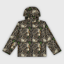 Ветровка с капюшоном женская Совы в сосновом лесу, цвет: 3D-черный