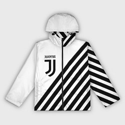 Ветровка с капюшоном женская Ювентус полосы, цвет: 3D-черный
