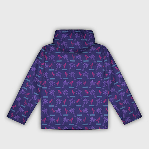 Женская ветровка Пара розовых фламинго и пальмы / 3D-Черный – фото 2