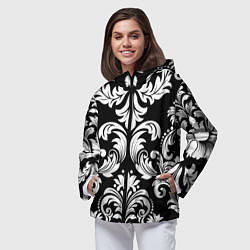 Ветровка с капюшоном женская Дамасский орнамент, цвет: 3D-черный — фото 2