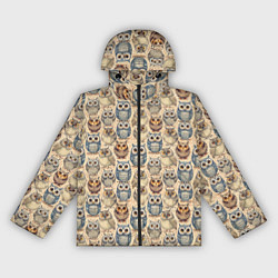 Ветровка с капюшоном женская Совы птицы паттерн, цвет: 3D-черный