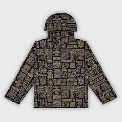 Ветровка с капюшоном женская Африканский монохромный орнамент, цвет: 3D-черный