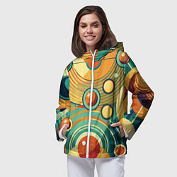 Ветровка с капюшоном женская Схема центра вселенной, цвет: 3D-белый — фото 2