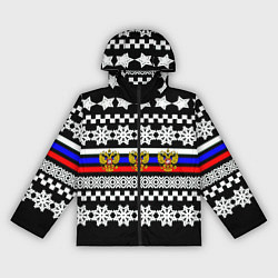 Ветровка с капюшоном женская Rusiia winter pattern, цвет: 3D-черный