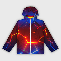 Ветровка с капюшоном женская Светящиеся лавой неоновые плиты в разломе, цвет: 3D-белый