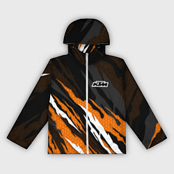 Ветровка с капюшоном женская KTM - Рваный гексагон, цвет: 3D-белый