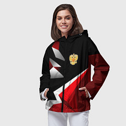 Ветровка с капюшоном женская Russia uniform - красный и черный, цвет: 3D-черный — фото 2