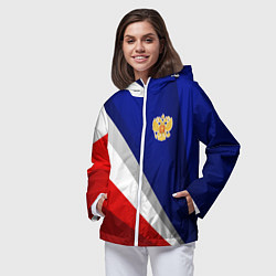 Ветровка с капюшоном женская Россия - униформа федерации, цвет: 3D-белый — фото 2