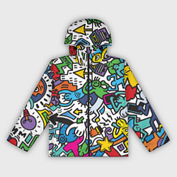 Ветровка с капюшоном женская Странные разноцветные человечки, цвет: 3D-черный