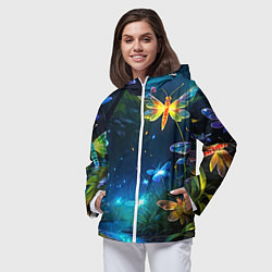 Ветровка с капюшоном женская Сказочный лес - бабочки, цвет: 3D-белый — фото 2