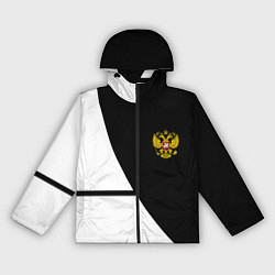 Ветровка с капюшоном женская Герб РФ текстура спорт, цвет: 3D-черный