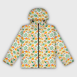 Ветровка с капюшоном женская Акварельные тропические фрукты, цвет: 3D-черный