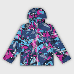 Ветровка с капюшоном женская Яркий абстрактный узор для спорта, цвет: 3D-белый