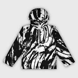 Ветровка с капюшоном женская Чёрно-белая абстракция: нейросеть, цвет: 3D-белый