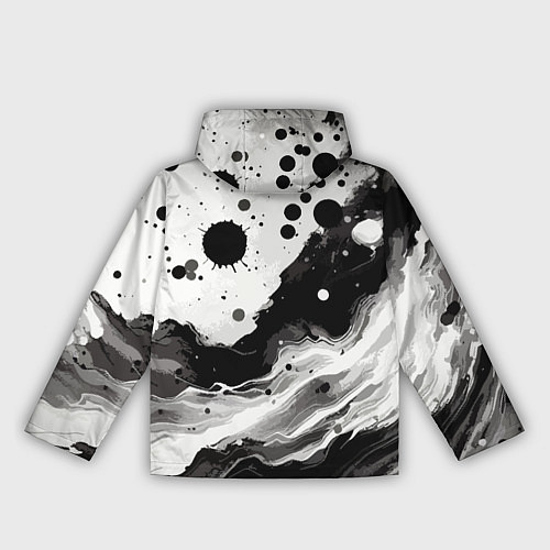 Женская ветровка Чёрно-белая абстракция - кляксы / 3D-Черный – фото 2