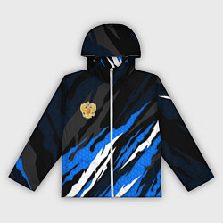 Ветровка с капюшоном женская Герб России - blue sport, цвет: 3D-белый