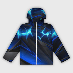 Ветровка с капюшоном женская Абстракция синяя из градиента и линий, цвет: 3D-белый