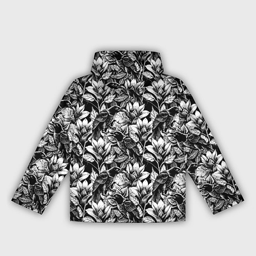 Женская ветровка Вороны в цветах / 3D-Черный – фото 2