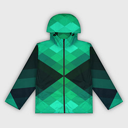 Ветровка с капюшоном женская Изумрудная мозаика, цвет: 3D-черный