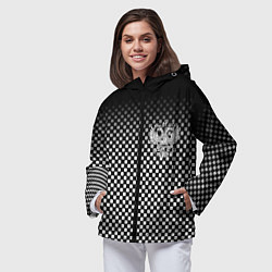 Ветровка с капюшоном женская Россия клетка паттерн, цвет: 3D-черный — фото 2