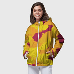 Ветровка с капюшоном женская Камуфляж золото текстура, цвет: 3D-белый — фото 2