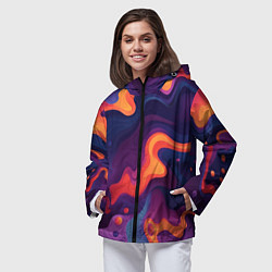Ветровка с капюшоном женская Неоновый спектр, цвет: 3D-черный — фото 2
