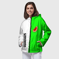 Ветровка с капюшоном женская Minecraft colors green game, цвет: 3D-черный — фото 2