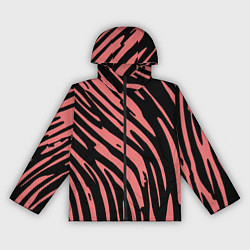 Ветровка с капюшоном женская Чёрно-розовый полосами, цвет: 3D-черный