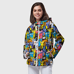 Ветровка с капюшоном женская Креативные коты, цвет: 3D-белый — фото 2