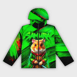 Ветровка с капюшоном женская Хомячок самурай, цвет: 3D-черный