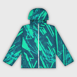 Ветровка с капюшоном женская Абстракция геометрический светло зеленый паттерн, цвет: 3D-белый