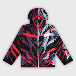 Ветровка с капюшоном женская Хаотичная чёрно-красная абстракция, цвет: 3D-белый