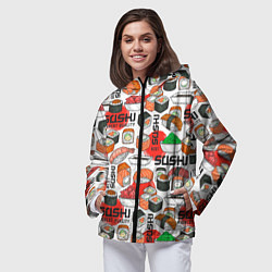 Ветровка с капюшоном женская Суши высочайшего качества, цвет: 3D-черный — фото 2