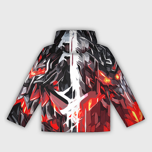 Женская ветровка Красная каменная абстракция и белая полоса / 3D-Черный – фото 2