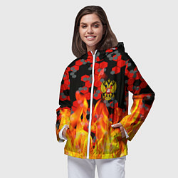 Ветровка с капюшоном женская Герб РФ броня в огне, цвет: 3D-белый — фото 2