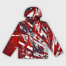 Ветровка с капюшоном женская Геометрическая абстракция линии на красном, цвет: 3D-черный