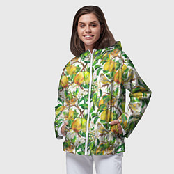 Ветровка с капюшоном женская Груша и птичка зеленушка, цвет: 3D-белый — фото 2