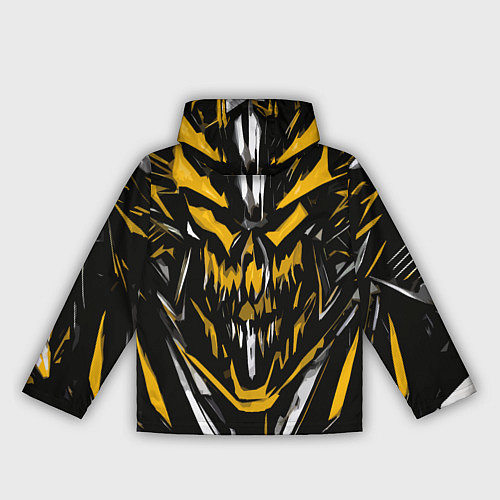 Женская ветровка Жёлто-белое абстрактное лицо на чёрном фоне / 3D-Черный – фото 2