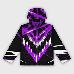 Ветровка с капюшоном женская Фиолетово-белая пасть на чёрном фоне, цвет: 3D-черный